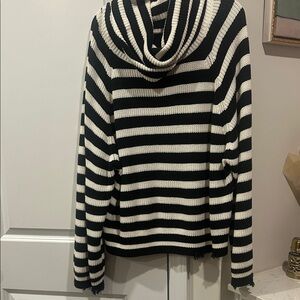 RtA Black and White Striped Cowl Neck Sweater
